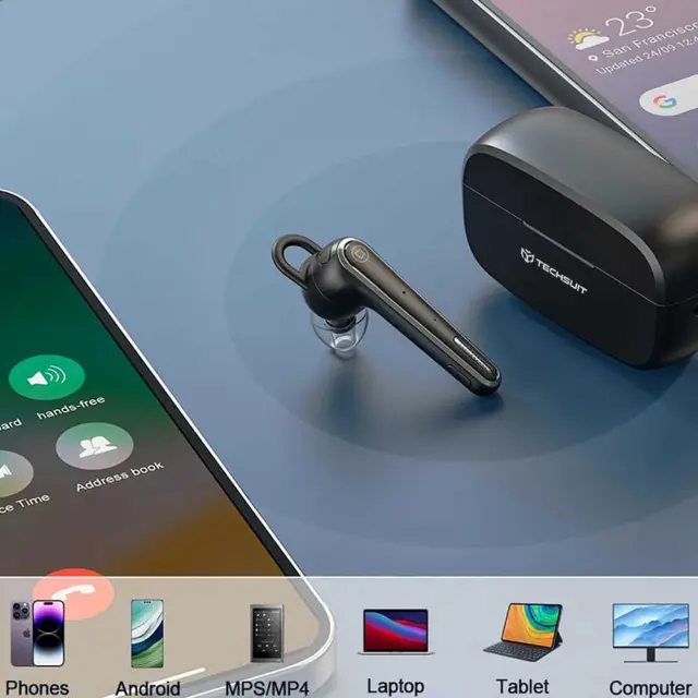 Ακουστικό Bluetooth Techsuit Voicera (CB3) με Μικρόφωνο ENC και Θήκη Φόρτισης 2