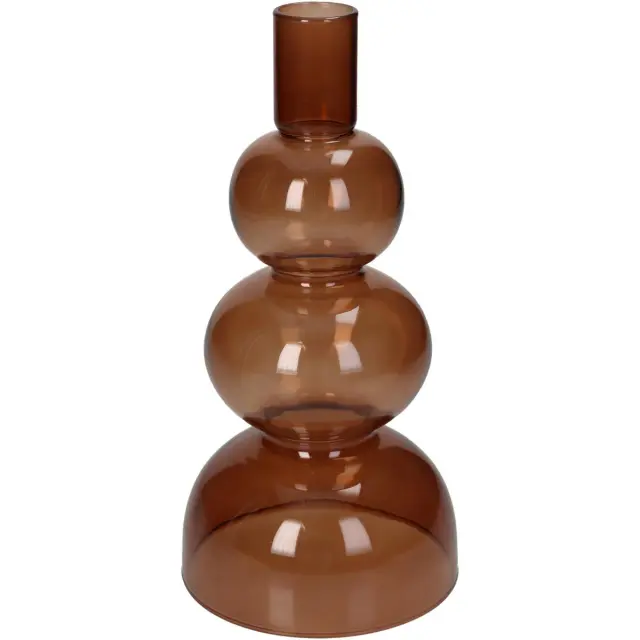 Κηροπήγιο Καφέ Γυαλί 10x10x20.5cm