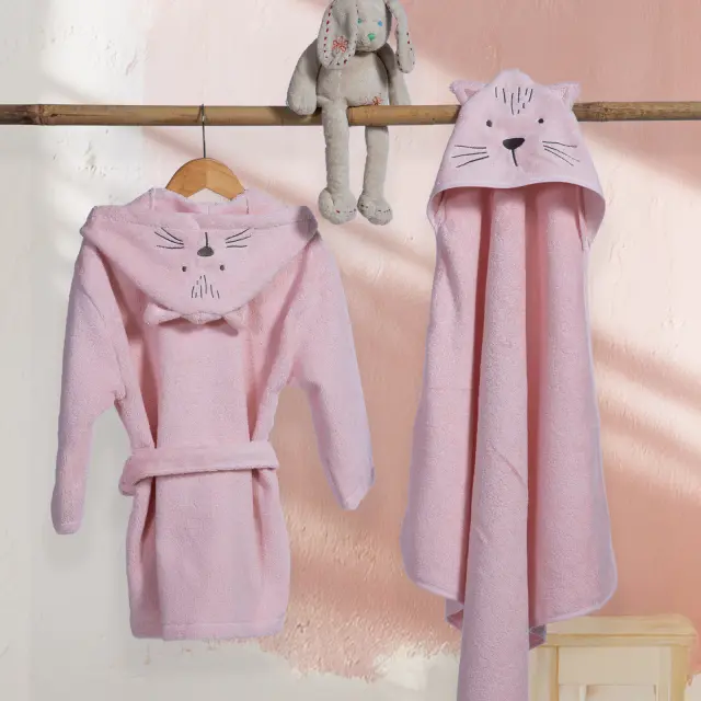 Μπουρνούζι Βρεφικό Cats Are Perfect Nef Nef Homeware, 100% ΒΑΜΒΑΚΙ - LOTUS PINK, 04 (041062) 2