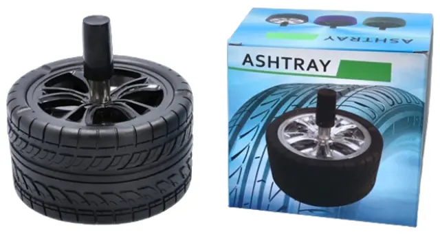 Μεταλλικό Τασάκι Αντιανεμικό Spin - Σχέδιο Car Tyre 2