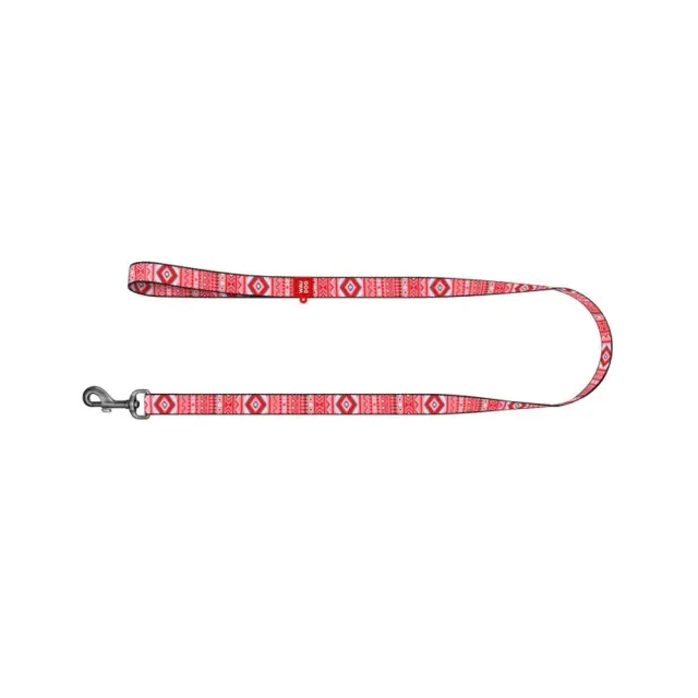 Wau Dog Οδηγός Περιπάτου Nylon Short Leash Etno Red (122cm) 0x0x0.02cm Ροζ - M 2