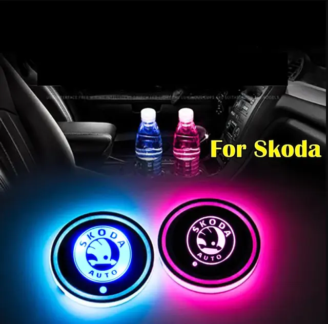 Φωτάκι led ποτηροθήκης Skoda με 7 χρώματα - 1τμχ OEM