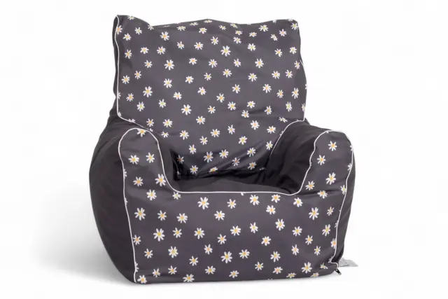 Delsit Παιδική Πουφ - Πολυθρόνα Bean Bag Με Μπράτσα Blue-Grey Με Μαργαρίτες