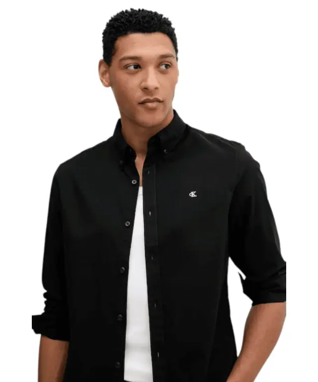 Calvin Klein Jeans - Ανδρικό Πουκάμισο Μακρυμάνικo Solid Oxford Classic Fit LV140EM125-UB1 Μαύρο - M 3