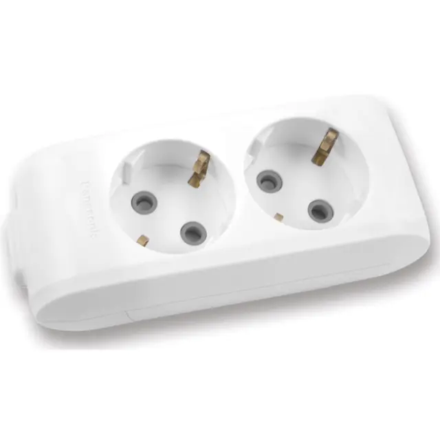 X-tendia White Two Gang Earth Socket CP