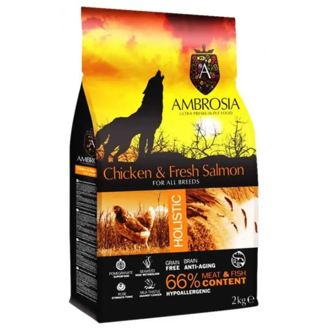 Ambrosia Grain-Free Adult Chicken & Fresh Salmon 12kg
