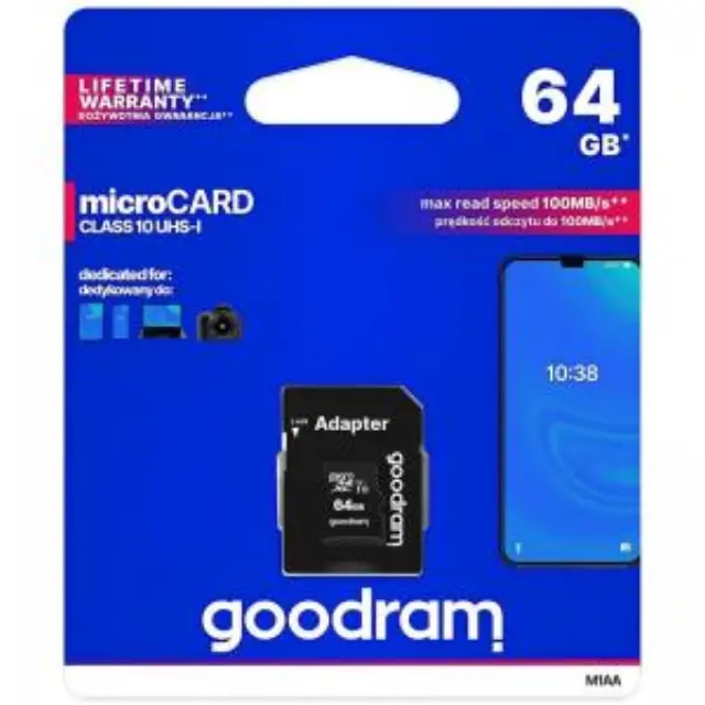 Κάρτα μνήμης Micro SDXC U1 C10 UHS-I GoodRam 100MB/s 64GB + 1 ADP N71322 3