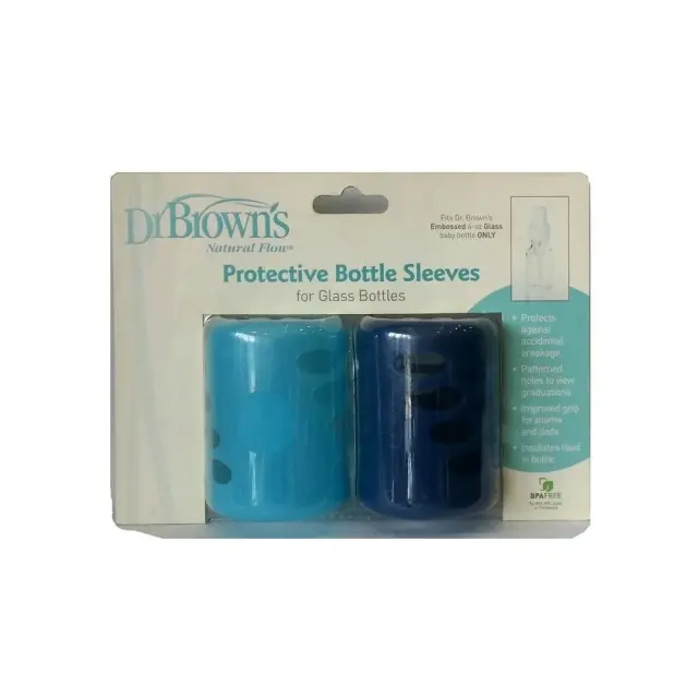 Dr. Brown's Protective Silicon Bottle Sleeves for Glass Bottles, Προστατευτική Θήκη Σιλικόνης για Γυάλινα Μπιμπερό 120ml, Μπλε/ Γαλάζιο 2τεμ