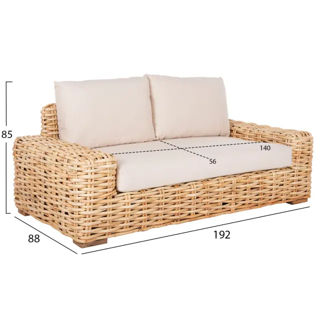 ΚΑΝΑΠΕΣ ΔΙΘΕΣΙΟΣ ΕΞ.ΧΩΡΟΥ FB99809 ΞΥΛΟ MANGO-RATTAN ΦΥΣΙΚΟ-ΛΕΥΚΑ ΜΑΞΙΛΑΡΙΑ 192x88x70-85Υεκ. 2