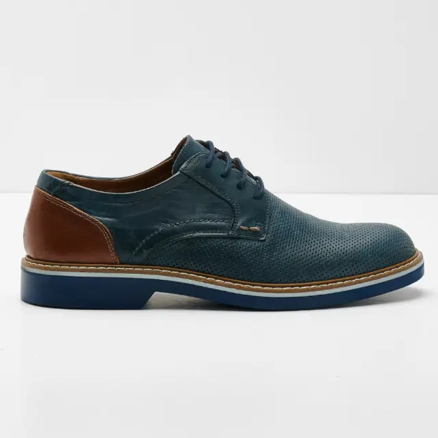 Imac Δετά-Oxfords Ανδρικό δέρμα Μπλέ IMA/150400 BLU/COGNAC - 40