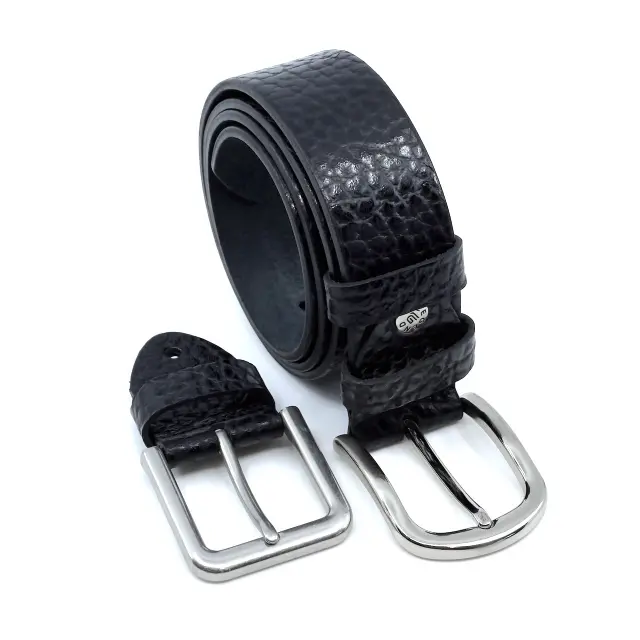 Μαύρη Δερμάτινη Ζώνη Full Grain 4 cm - 145cm 2