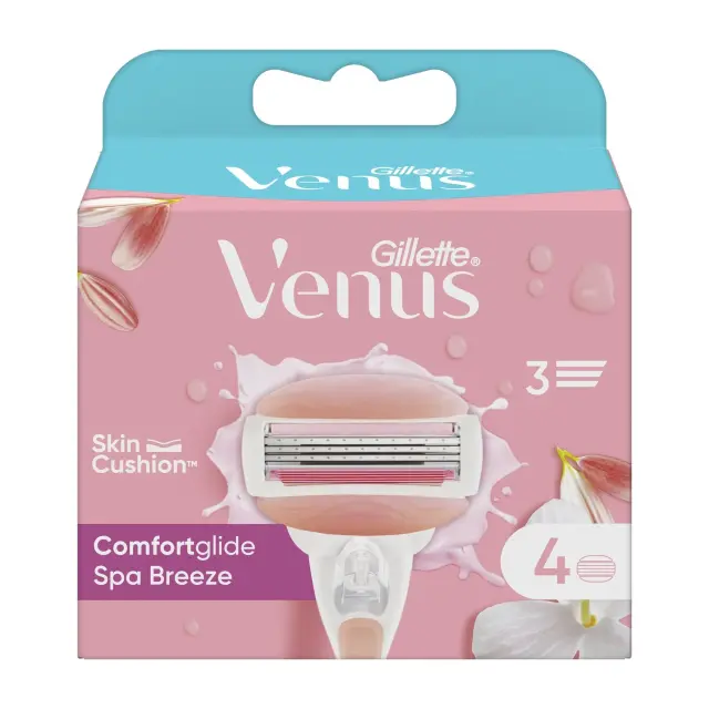 Gillette Venus Comfortglide Spa Breeze Ανταλλακτικά με 3 Λεπίδες και Λιπαντική Ταινία 4τμχ