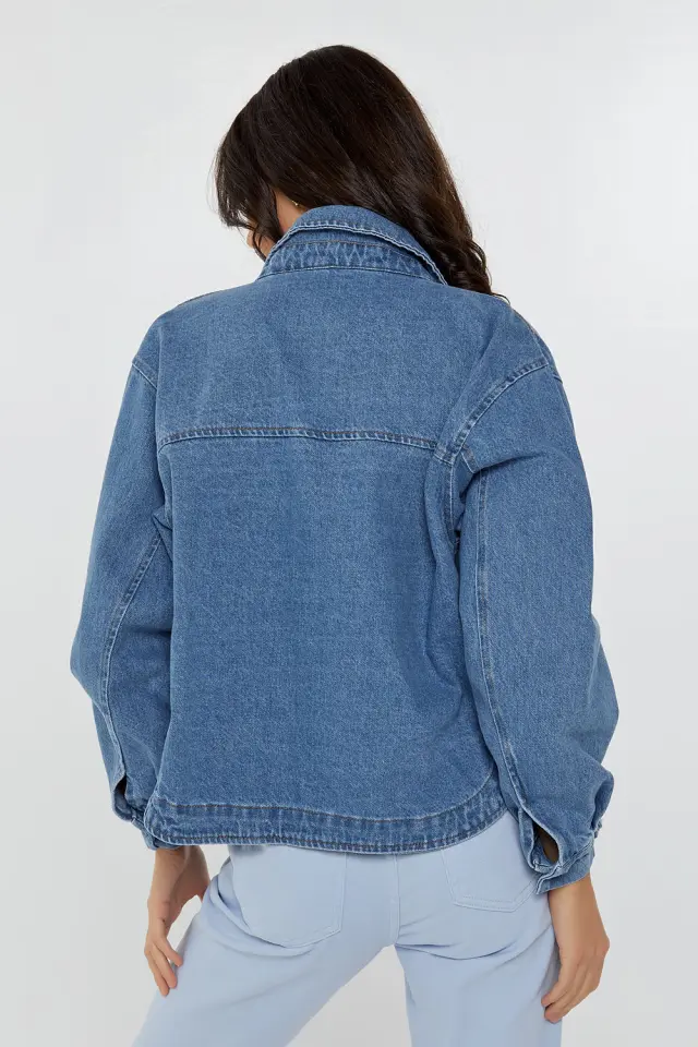 Jean Jacket με Κουμπιά Μπλέ 3
