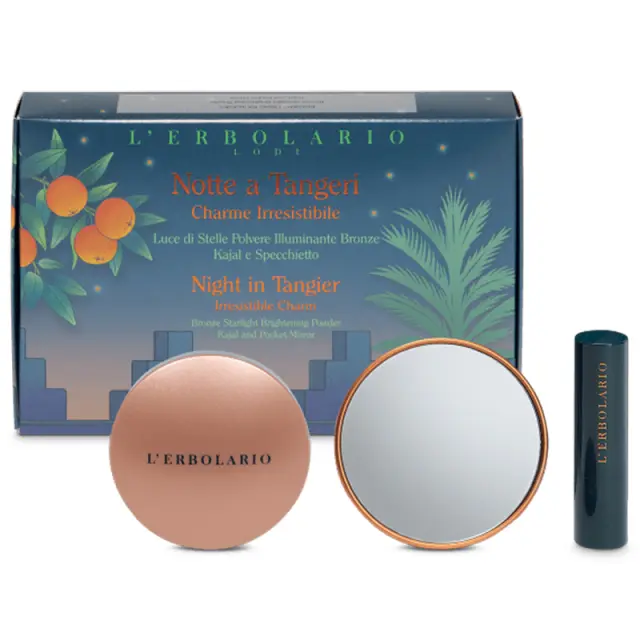 L’ Erbolario Notte A Tangeri Irresistible Charm Kit – Kit με Αστραφτερή Πούδρα Λάμψης με Καθρεφτάκι + Kajal για τα Μάτια