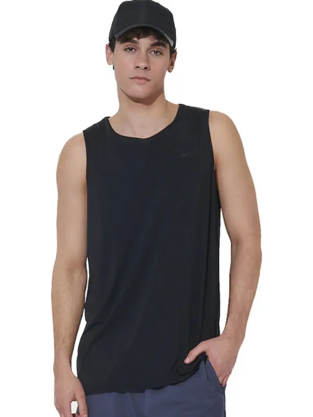 BODY ACTION MEN'S LIGHTWEIGHT YOGA TANK TOP BLACK - M