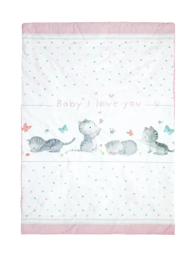 Κουβερλί Κούνιας 100x140 Nima Baby Love White-Pink 100% βαμβακερό 2