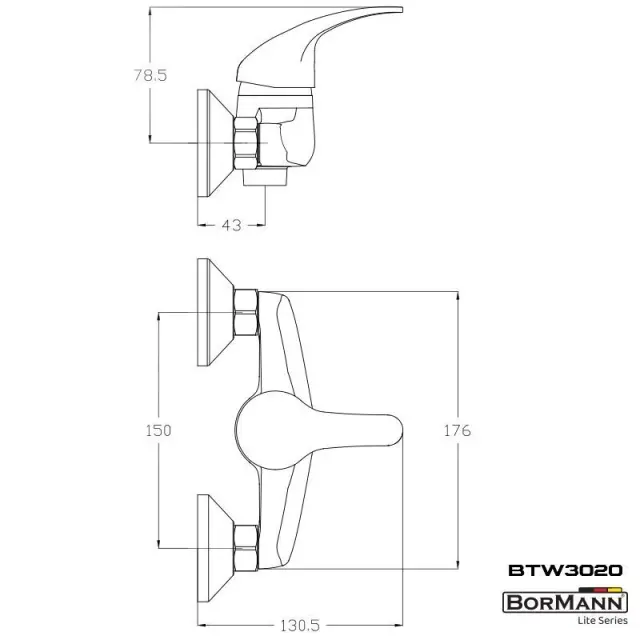 Bormann BTW3020 - Μπαταρία Μπάνιου "Iris" 40mm Αναμεικτική 650G (026020) 3