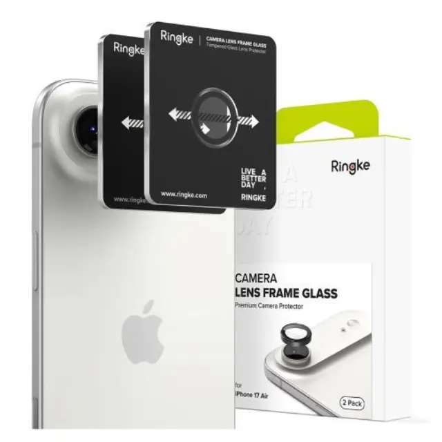 Tempered Glass Rings Ringke Lens Frame για Τζαμάκι Κάμερας Apple iPhone Air Μαύρο (2 τεμ.) N69312