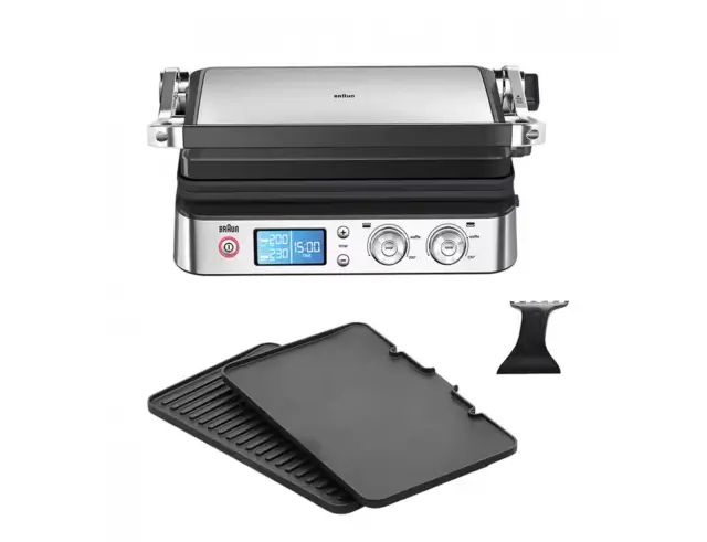 Τοστιέρα - Γκριλιέρα 2 σε 1 Braun MultiGrill 9 CG9040 με 2 πλάκες ψησίματος, ισχύ 2000W και επιφάνεια ψησίματος 37x23cm - Black / Stainless SteelCG9040