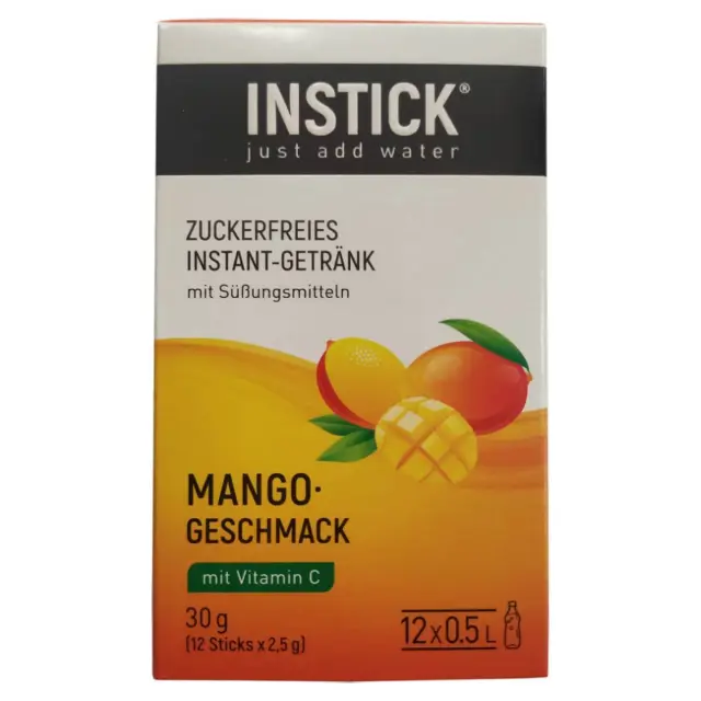 Instick Ρόφημα σε Σκόνη με Γεύση Mango 12 Sticks x 2.5g