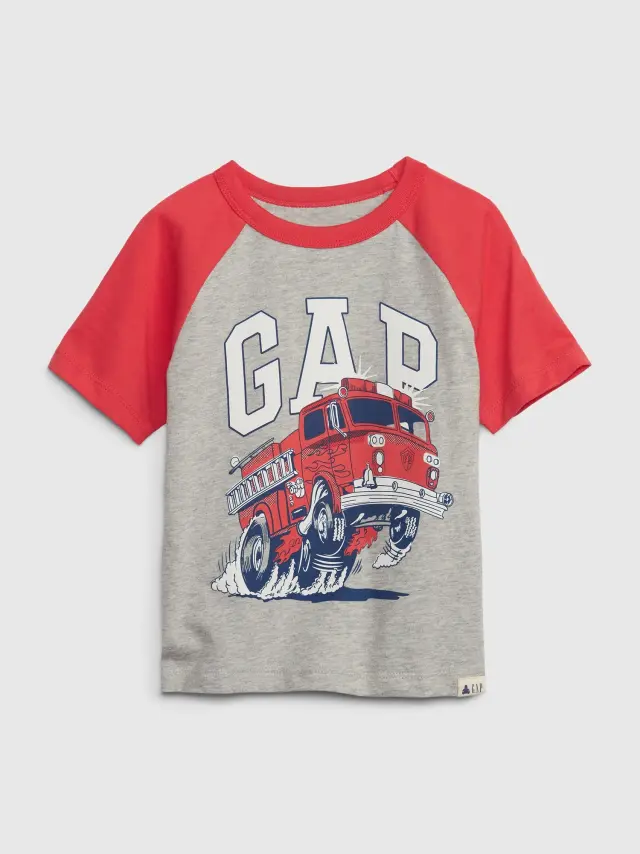 Γκρι Νηπιακή Mix and Match Gap Logo Raglan Μπλούζα light heather gray
