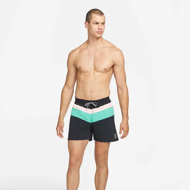 Nike Men's 5inch Volley Swim Shorts Μαύρο - Πράσινο NESSC454-001 (Nike) - Small