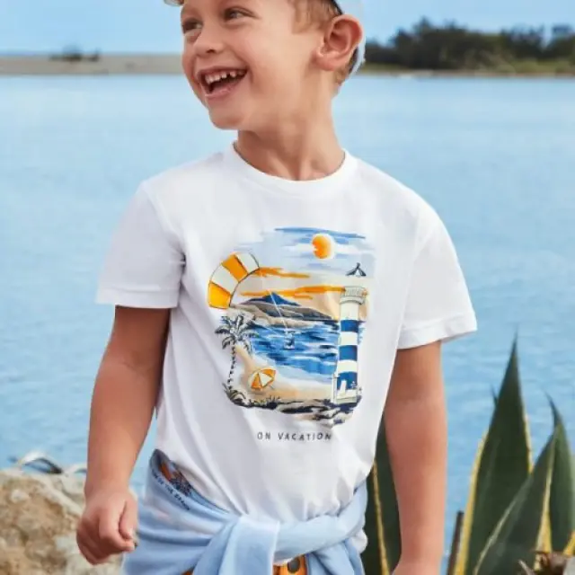 Baby 6 μηνών έως 4 ετών Μπλούζα με διαδραστική στάμπα από βιώσιμο βαμβάκι λευκό - 5Ε 2