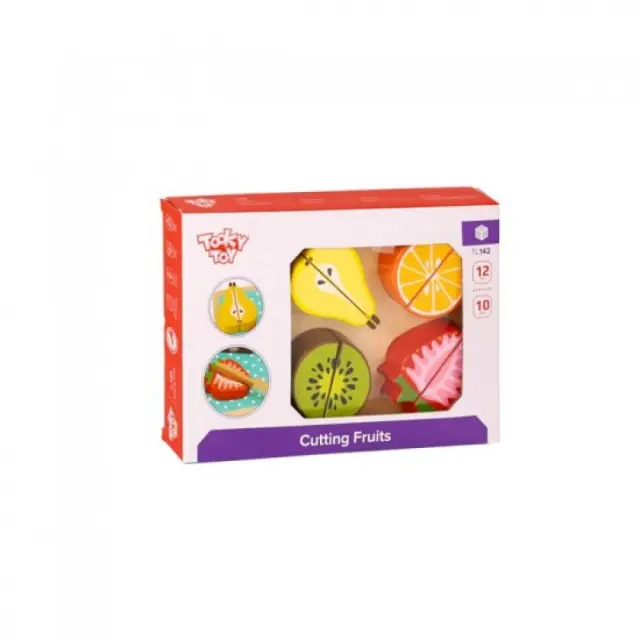Tooky Toy Ξύλινα Σφηνώματα Φρούτα σε Δίσκο Κοπής TL142