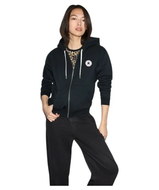 Converse - Γυναικεία Ζακέτα Φούτερ Signature CVW6H546-001 Μαύρο - S
