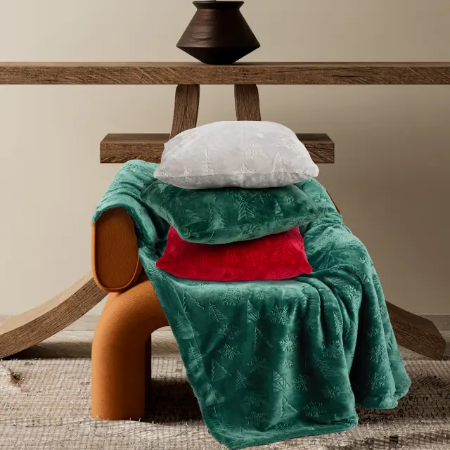 Διακοσμητικό Μαξιλάρι 40x40 Fleece Με Γέμιση Das Home Xmas 1374 Green 100% Πολυέστερ 2