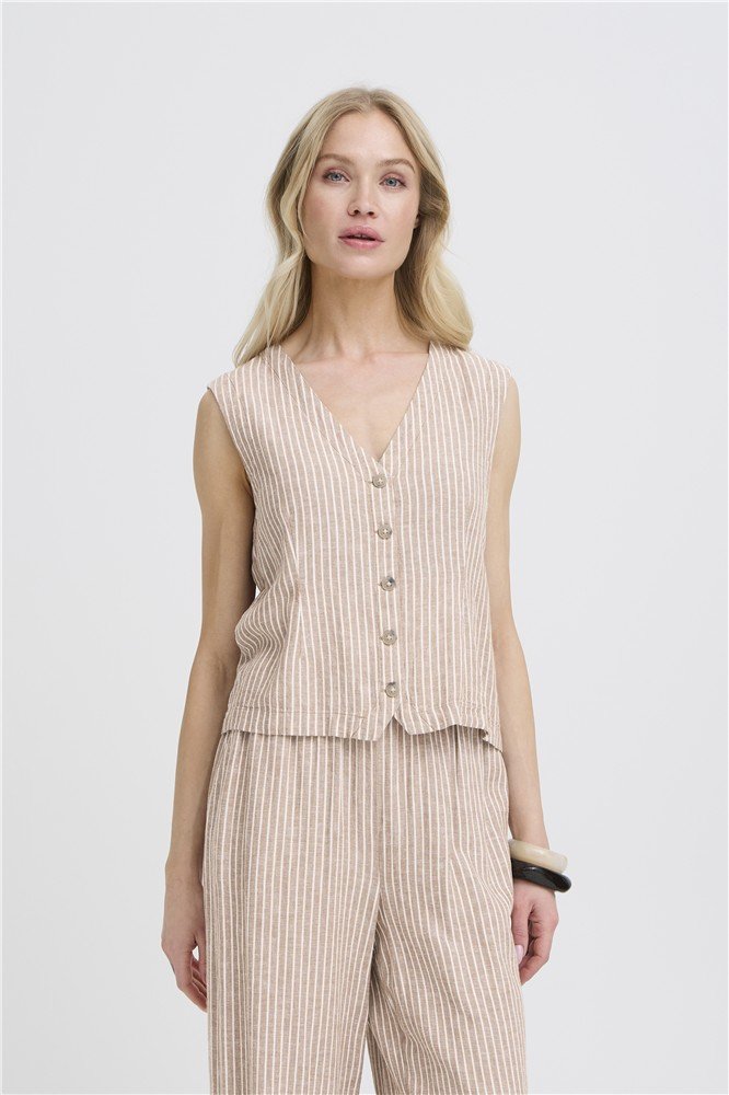 Γιλέκο ριγέ, λινό, BYFALAKKA WAISTCOAT, b.young - 36