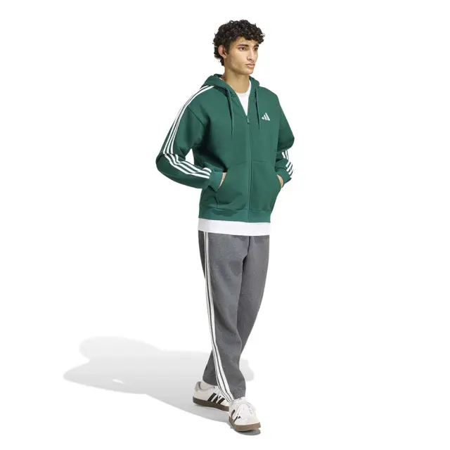 adidas Sportswear Men's 3Stripes Fleece Full-Zip Hoodie Πράσινο KZ1412 (adidas Sportswear) 3