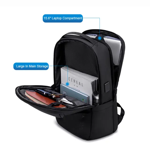 ARCTIC HUNTER τσάντα πλάτης B00555 με θήκη laptop 15.6", 25L, USB, μαύρη 2