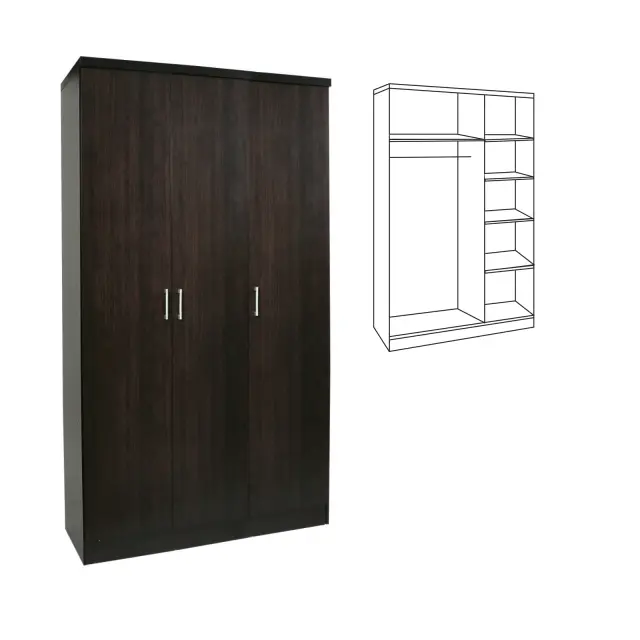 Ντουλάπα LIFE Τρίφυλλη Wenge Μελαμίνη 90x42x180cm