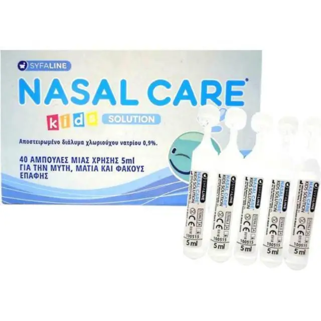 SYFALINE Nasal Care Kids Solution Φυσιολογικός ορός για τη Μύτη και τα Μάτια, 40 Αμπούλες των 5ml