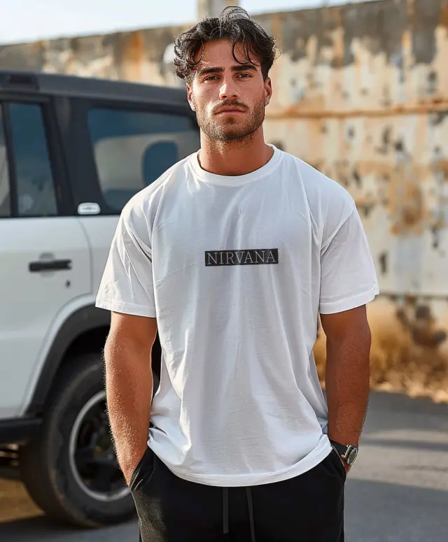 T-shirt Noshame® Λευκό με τύπωμα Nirvana - 3025194 - XXL