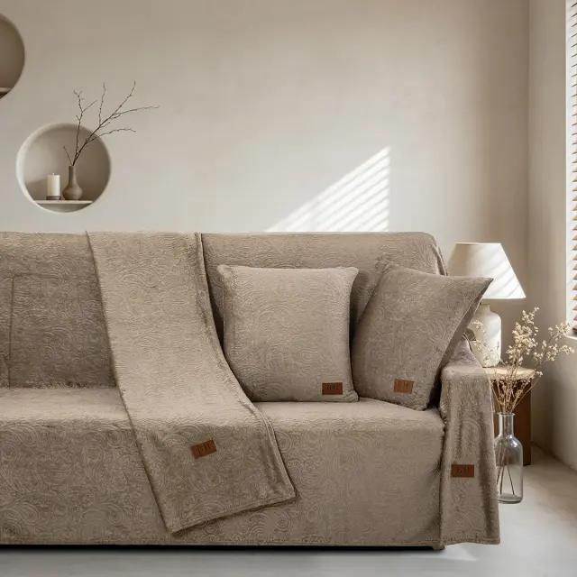 Beauty Home Σετ ριχτάρι 2τμχ Sienna Art 8675 (180x250+180x300) Μόκα