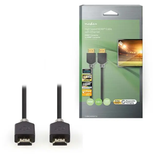 Καλώδιο Premium High Speed HDMI with Ethernet, HDMI αρσ. - HDMI αρσ. 5.00m.