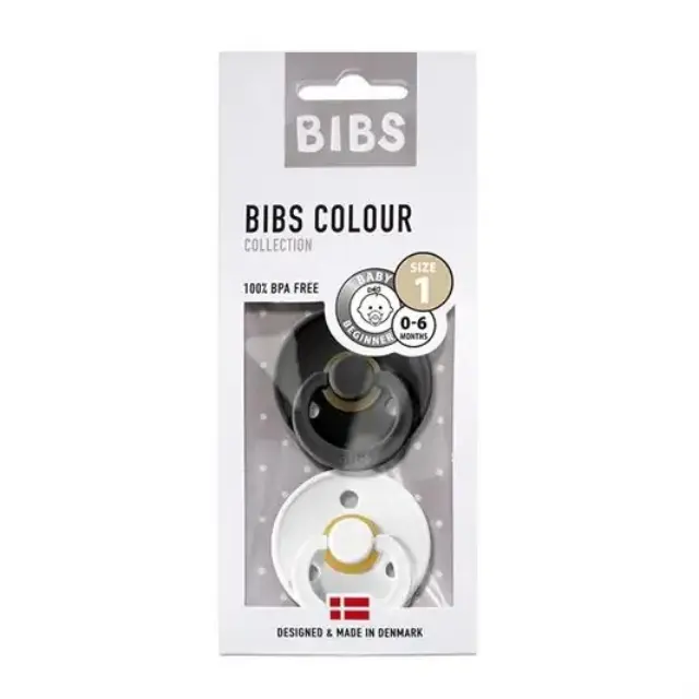 Bibs Πιπίλες Καουτσούκ για 0-6 μηνών Colour Black & White 2τμχ