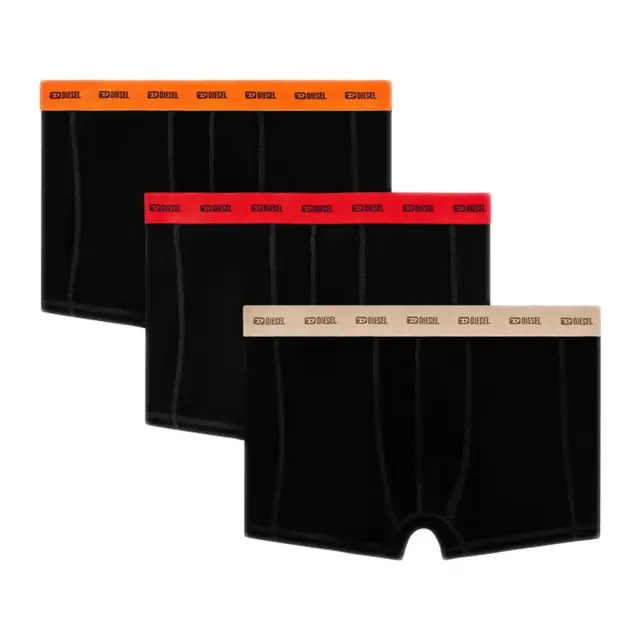 Diesel Ανδρικό Boxer Plain Logo Damien - Τριπλό Πακέτο, Χρώμα Μαύρο - M