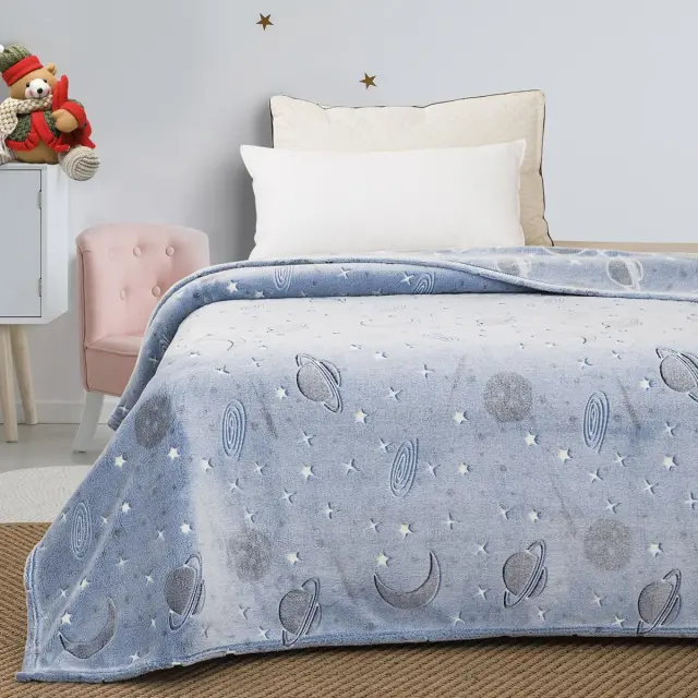 Κουβέρτα 160x220 Μονή Flash-Fleece Beauty Home 6250 Σιέλ 100% Πολυέστερ 2