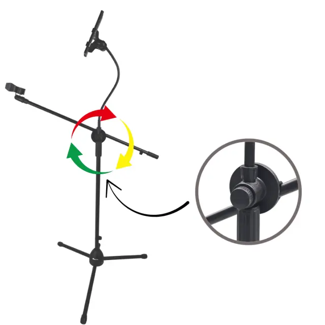 SUPRIMO MS1 microphone stand boom arm foldable iron black mic clip holder smartphone mount flexible arm gooseneck 3