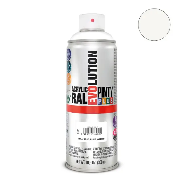 Pinty Plus Evolution Gloss Σπρέι βαφής ακρυλικό 400ml Pure White / RAL9010