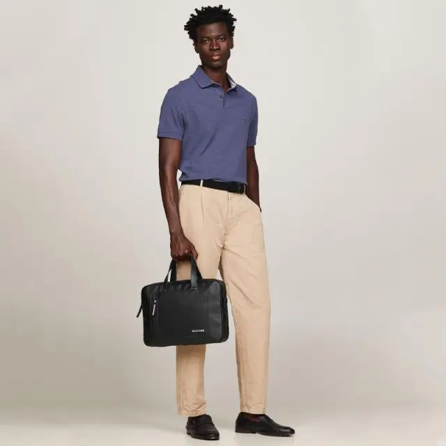 Tommy Hilfiger - Ανδρική Τσάντα Χαρτοφύλακας Pique Slim AM0AM11784-BDS Μαύρο 2
