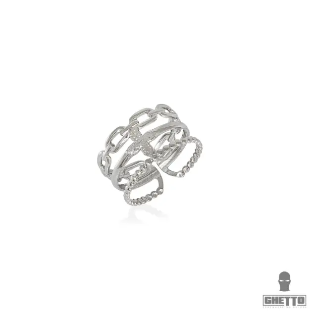 Ghetto Open Chain Stainless Steel Adjustable Ring For Women