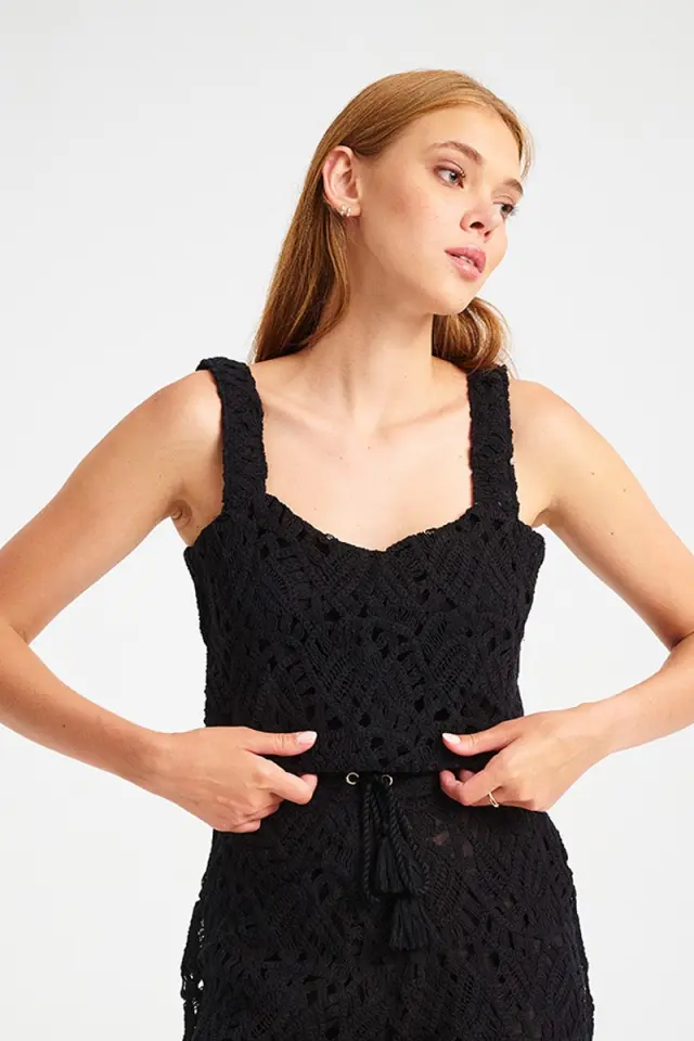 Crop Τοπ Crochet με Τετράγωνη Λαιμόκοψη KALINTA TOP - L