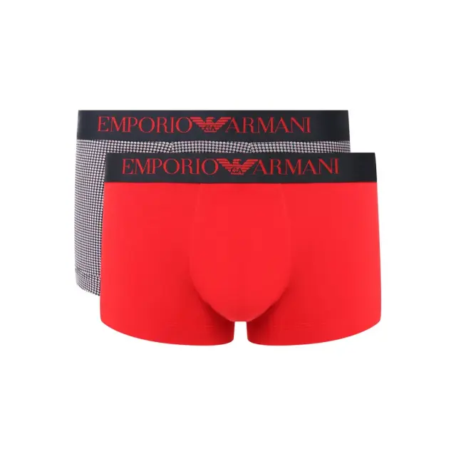 Emporio Armani Ανδρικό Boxer Cerhi - Διπλό Πακέτο, Χρώμα CERCHI MAR-BCO/ROSSO - S