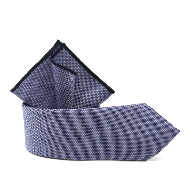 Λιλά Ιριδίζουσα Γραβάτα Oxford 6,5 cm με Ασορτί Μαντήλι 2