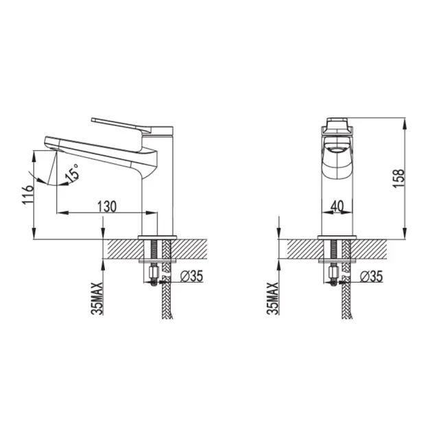 Μπαταρία νιπτήρος ANDARE Cromo WNW168073C KARAG 2