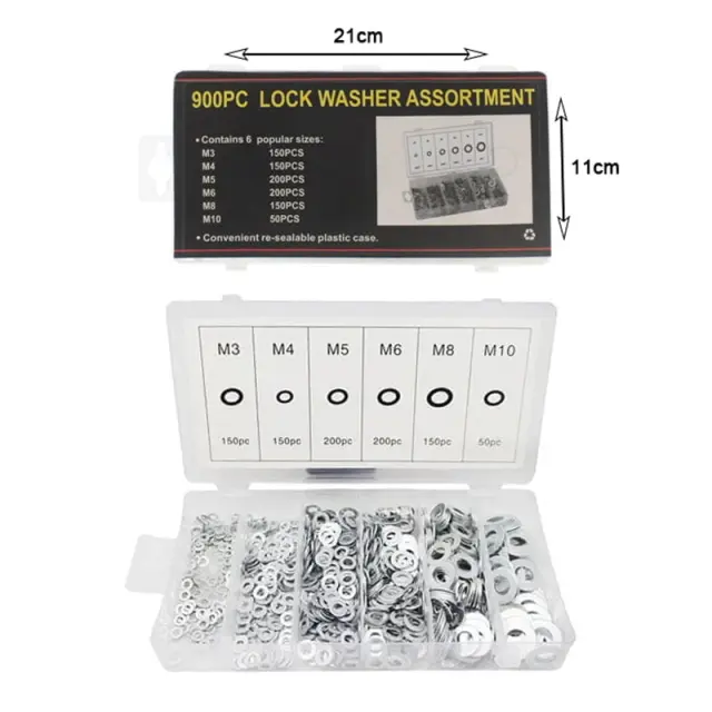 Ροδέλες αλουμινίου 900τμχ - 900pcs Lock washer assortment 209990 3